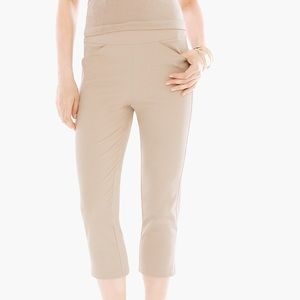 Chico’s Traveler’s Collection Crepe Crop Pants Beige Sand Tan Sz 3.5